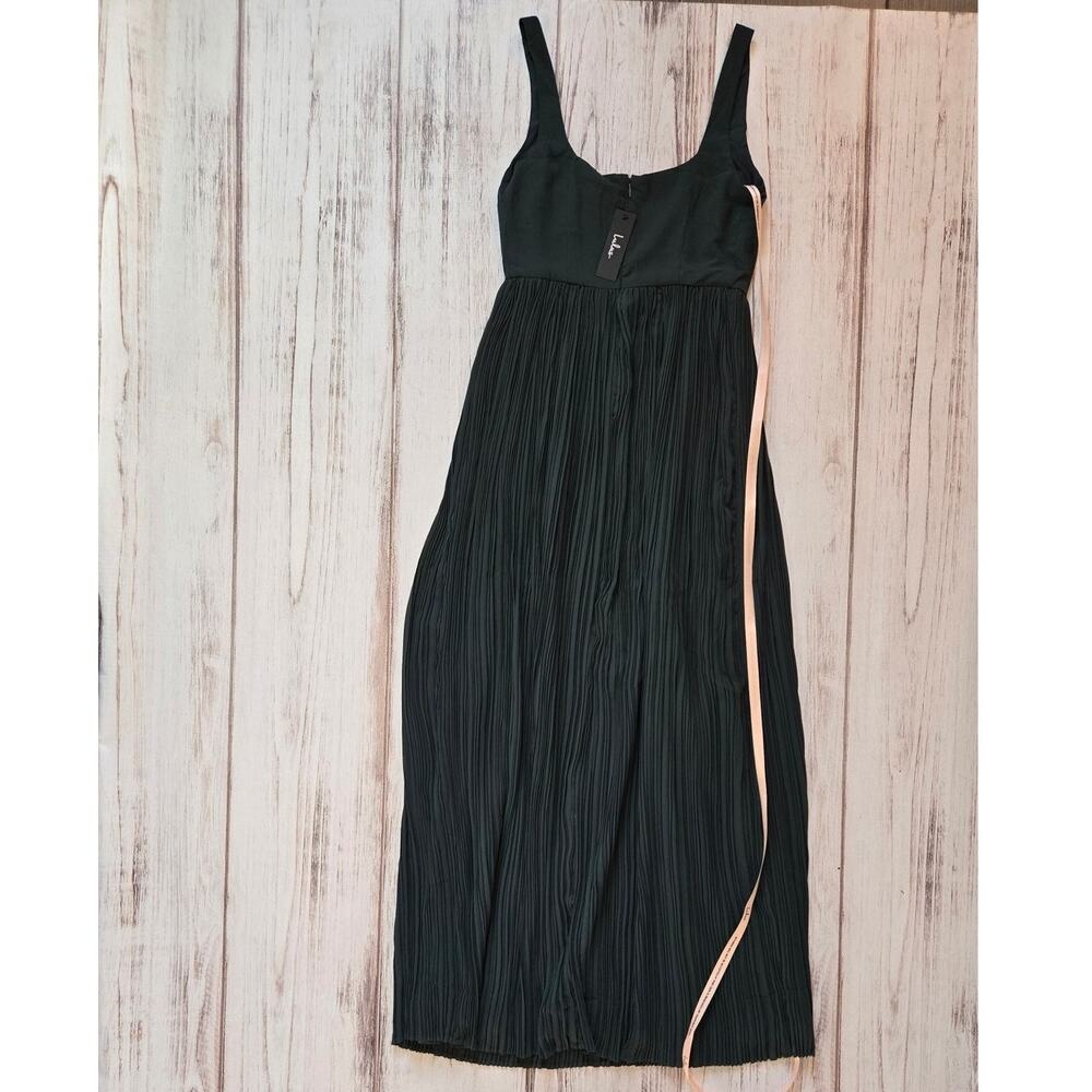 Lulu's Basque Waist Emeral Green Square Neck Pleated Maxi Dress z M New - Picture 6 of 6